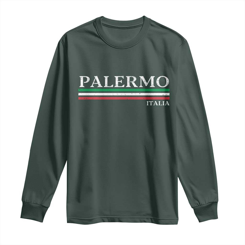 Palermo Sicily Italian Flag Souvenirs Sicilia Italia Long Sleeve Shirt TS11 Dark Forest Green Print Your Wear