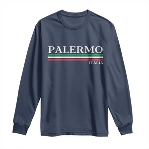 Palermo Sicily Italian Flag Souvenirs Sicilia Italia Long Sleeve Shirt TS11 Navy Print Your Wear