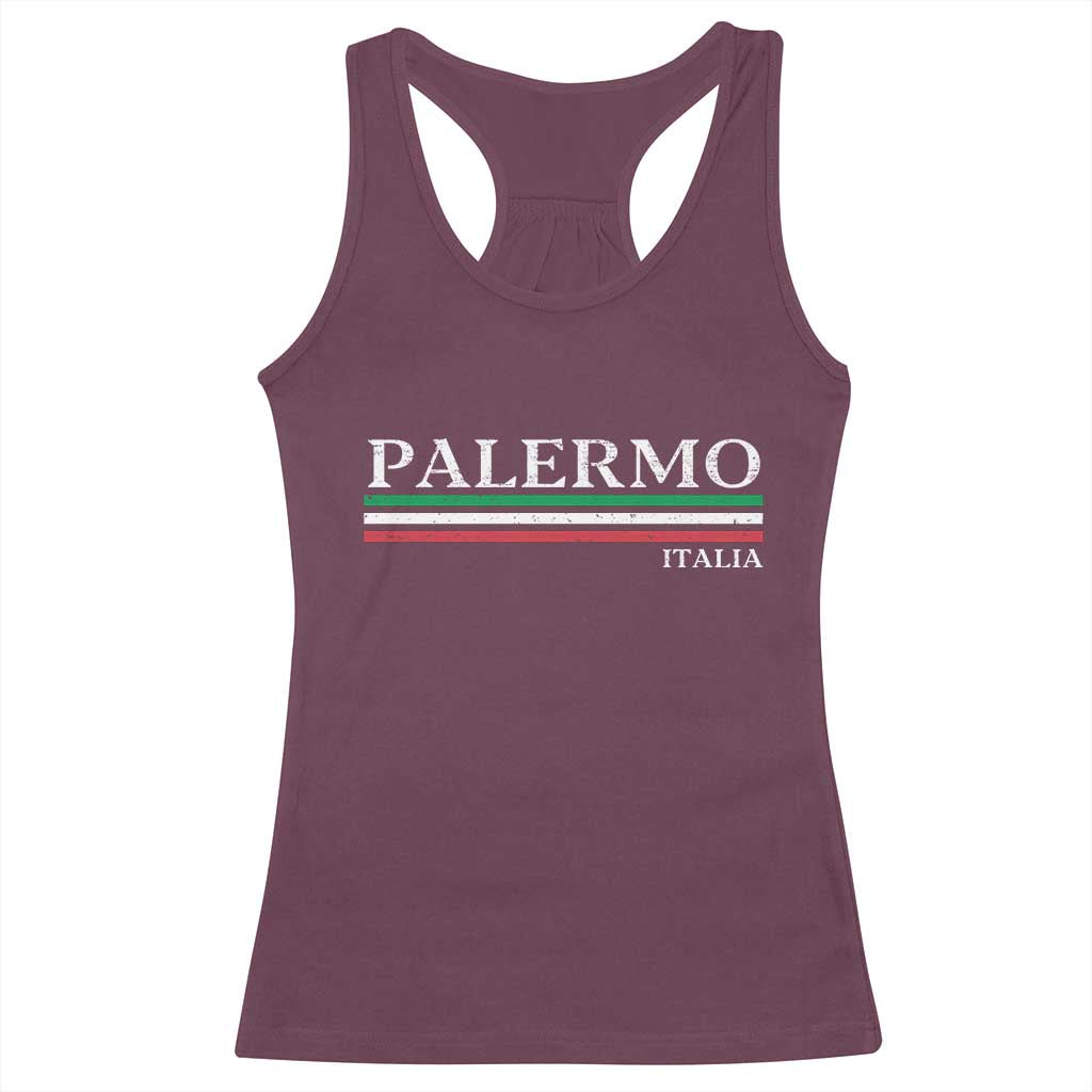 Palermo Sicily Italian Flag Souvenirs Sicilia Italia Racerback Tank Top TS11 Maroon Print Your Wear