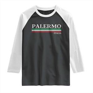 Palermo Sicily Italian Flag Souvenirs Sicilia Italia Raglan Shirt TS11 Black White Print Your Wear
