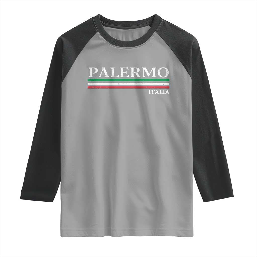 Palermo Sicily Italian Flag Souvenirs Sicilia Italia Raglan Shirt TS11 Sport Gray Black Print Your Wear