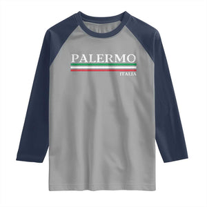 Palermo Sicily Italian Flag Souvenirs Sicilia Italia Raglan Shirt TS11 Sport Gray Navy Print Your Wear