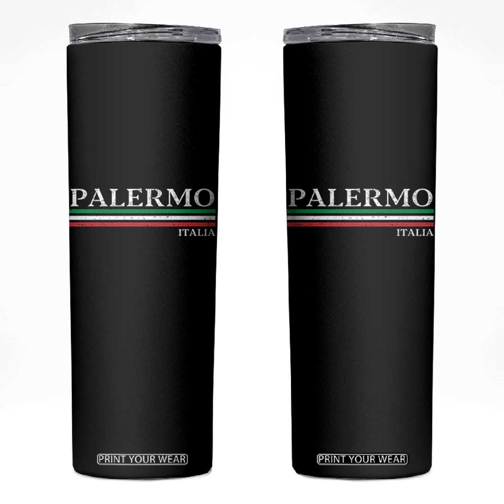 Palermo Sicily Italian Flag Souvenirs Sicilia Italia Skinny Tumbler TS11 Black Print Your Wear