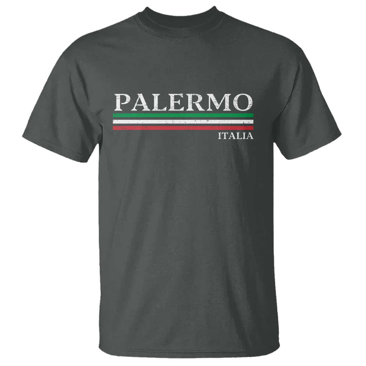 Palermo Sicily Italian Flag Souvenirs Sicilia Italia T Shirt TS11 Dark Heather Print Your Wear