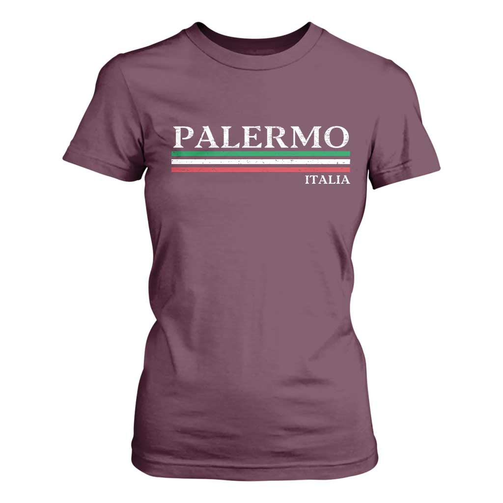 Palermo Sicily Italian Flag Souvenirs Sicilia Italia T Shirt For Women TS11 Maroon Print Your Wear