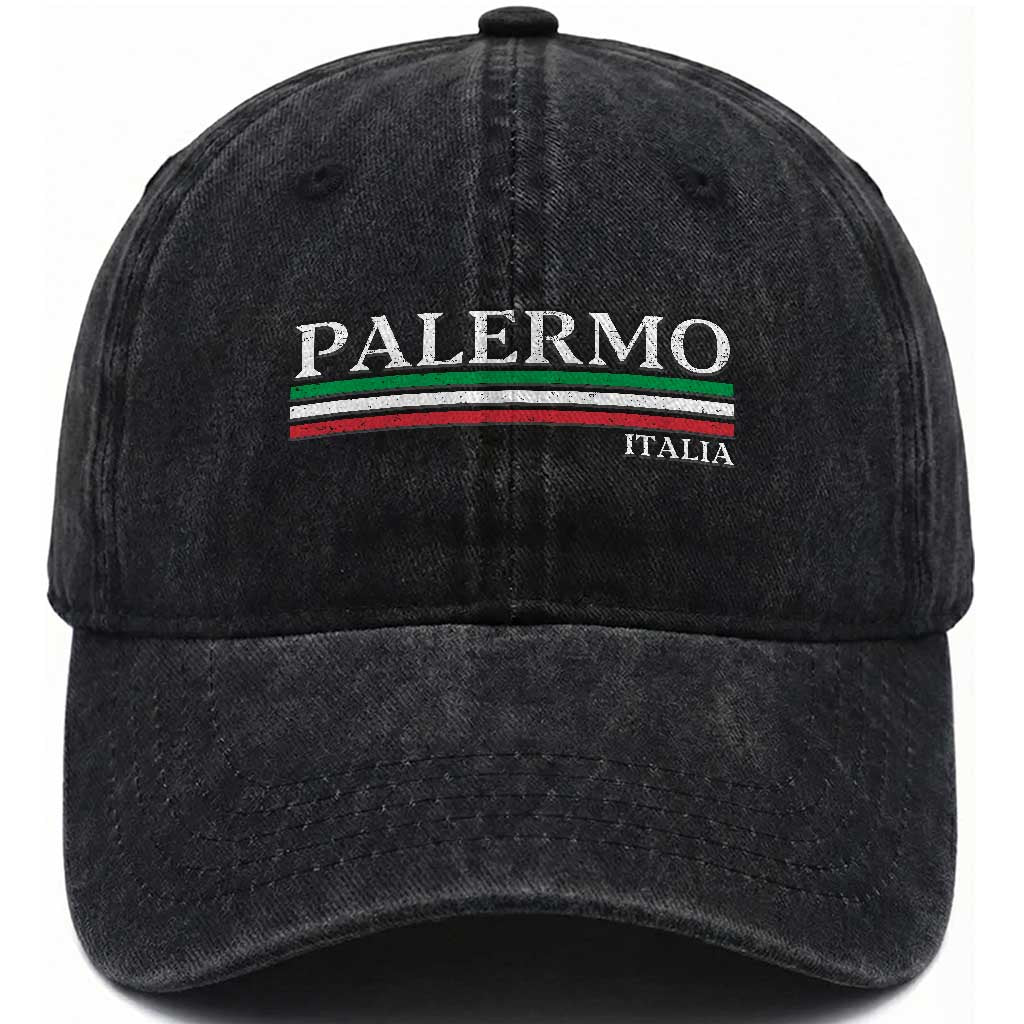 Palermo Sicily Italian Flag Souvenirs Sicilia Italia Washed Cotton Baseball Cap TS11 Print Your Wear