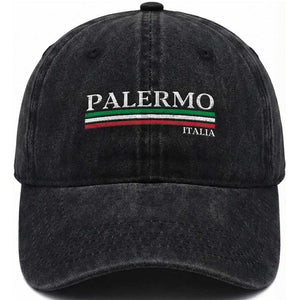 Palermo Sicily Italian Flag Souvenirs Sicilia Italia Washed Cotton Baseball Cap TS11 Print Your Wear