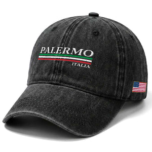 Palermo Sicily Italian Flag Souvenirs Sicilia Italia Washed Cotton Baseball Cap TS11 Print Your Wear