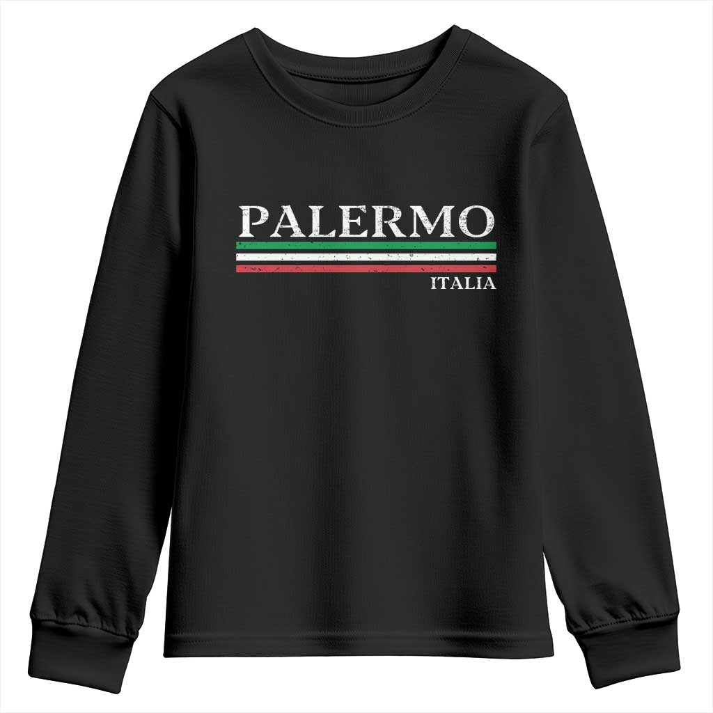 Palermo Sicily Italian Flag Souvenirs Sicilia Italia Youth Sweatshirt TS11 Black Print Your Wear