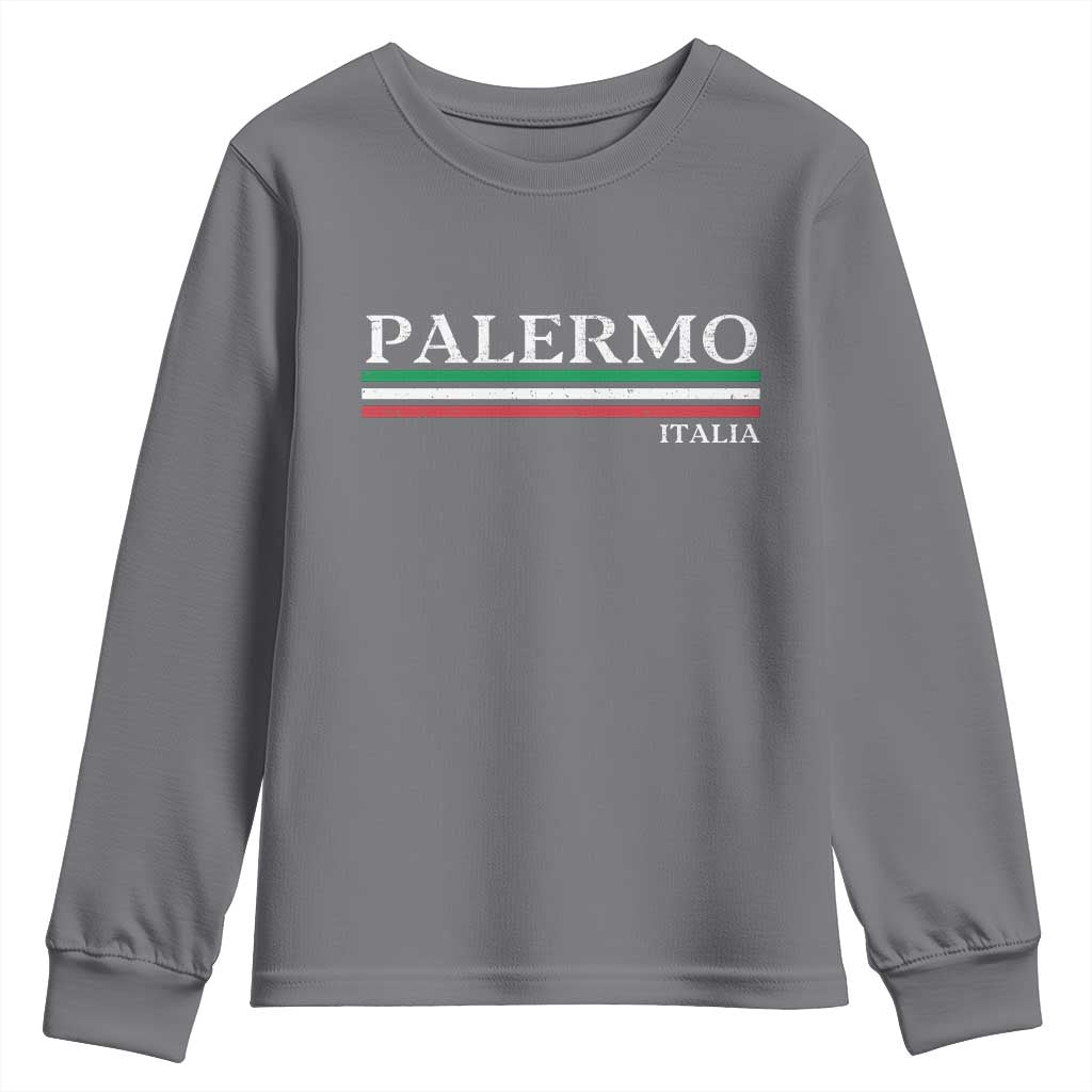 Palermo Sicily Italian Flag Souvenirs Sicilia Italia Youth Sweatshirt TS11 Charcoal Print Your Wear