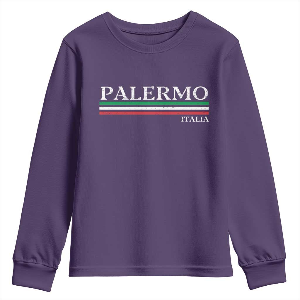 Palermo Sicily Italian Flag Souvenirs Sicilia Italia Youth Sweatshirt TS11 Purple Print Your Wear