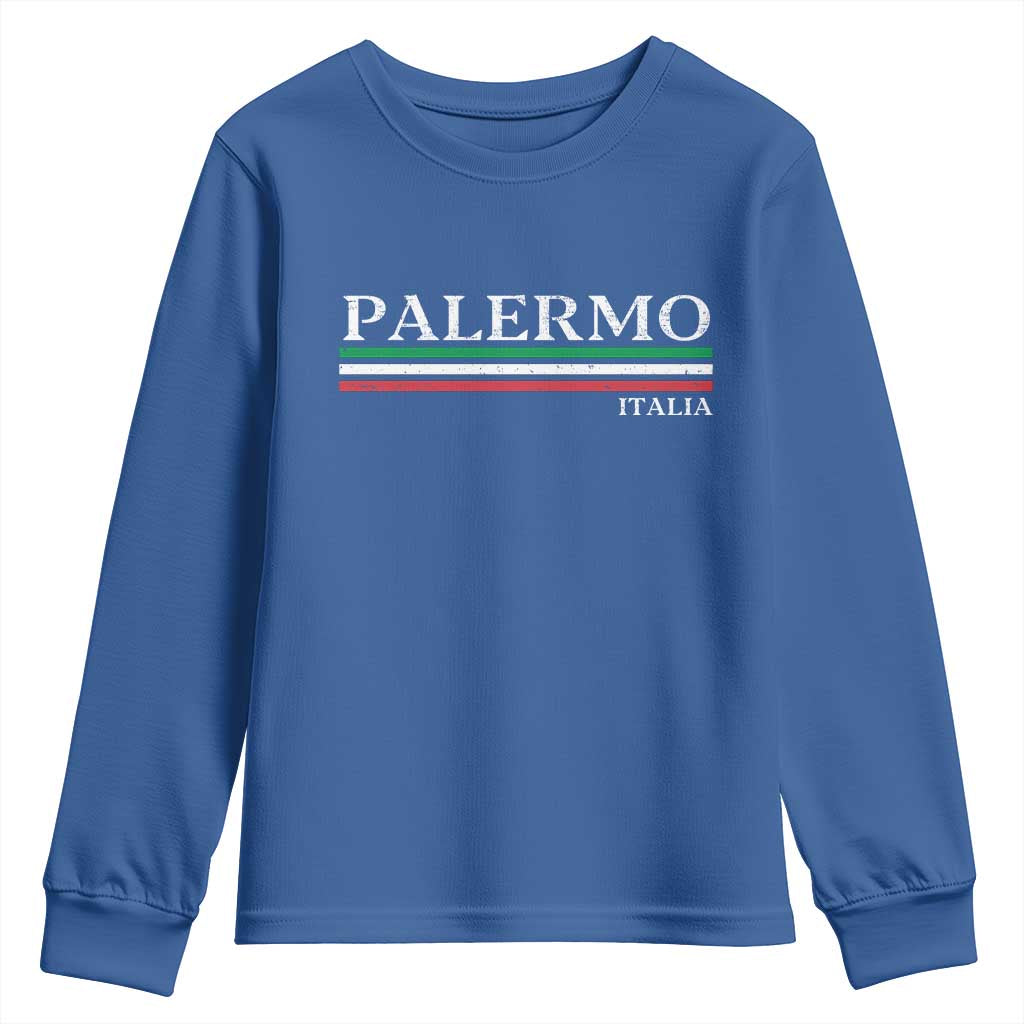 Palermo Sicily Italian Flag Souvenirs Sicilia Italia Youth Sweatshirt TS11 Royal Blue Print Your Wear
