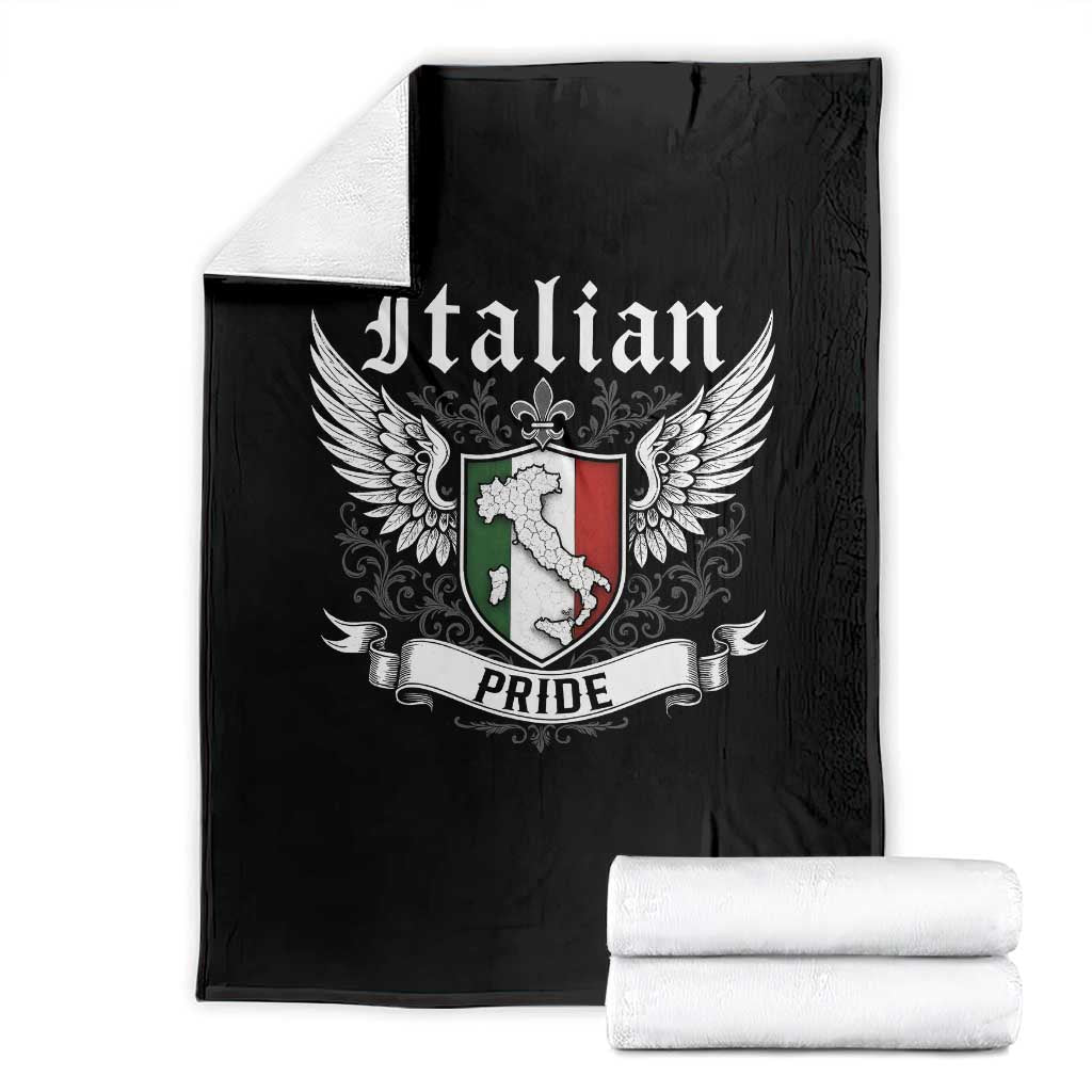 Italian Pride Throw Blanket Vintage Patriotic Italy Map TS11 Black Print Your Wear