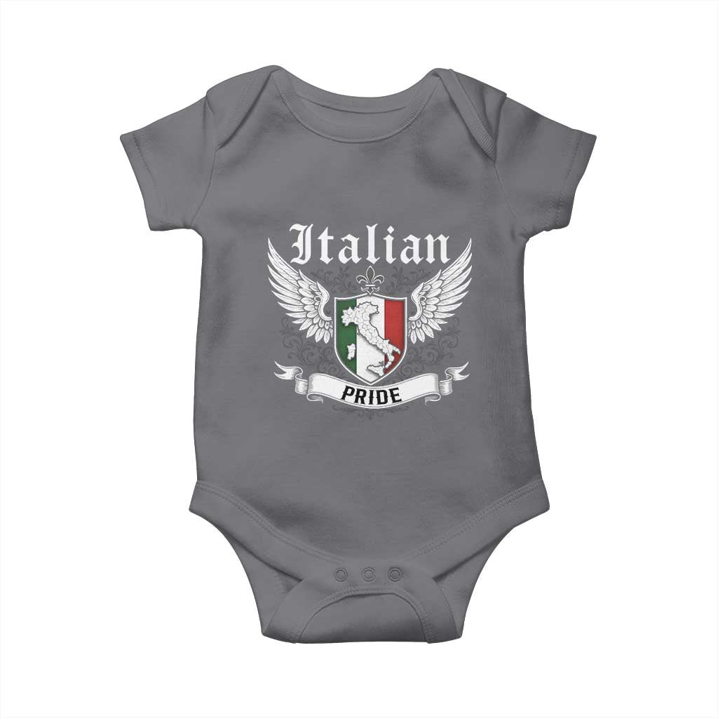 Italian Pride Baby Onesie Vintage Patriotic Italy Map TS11 Charcoal Print Your Wear