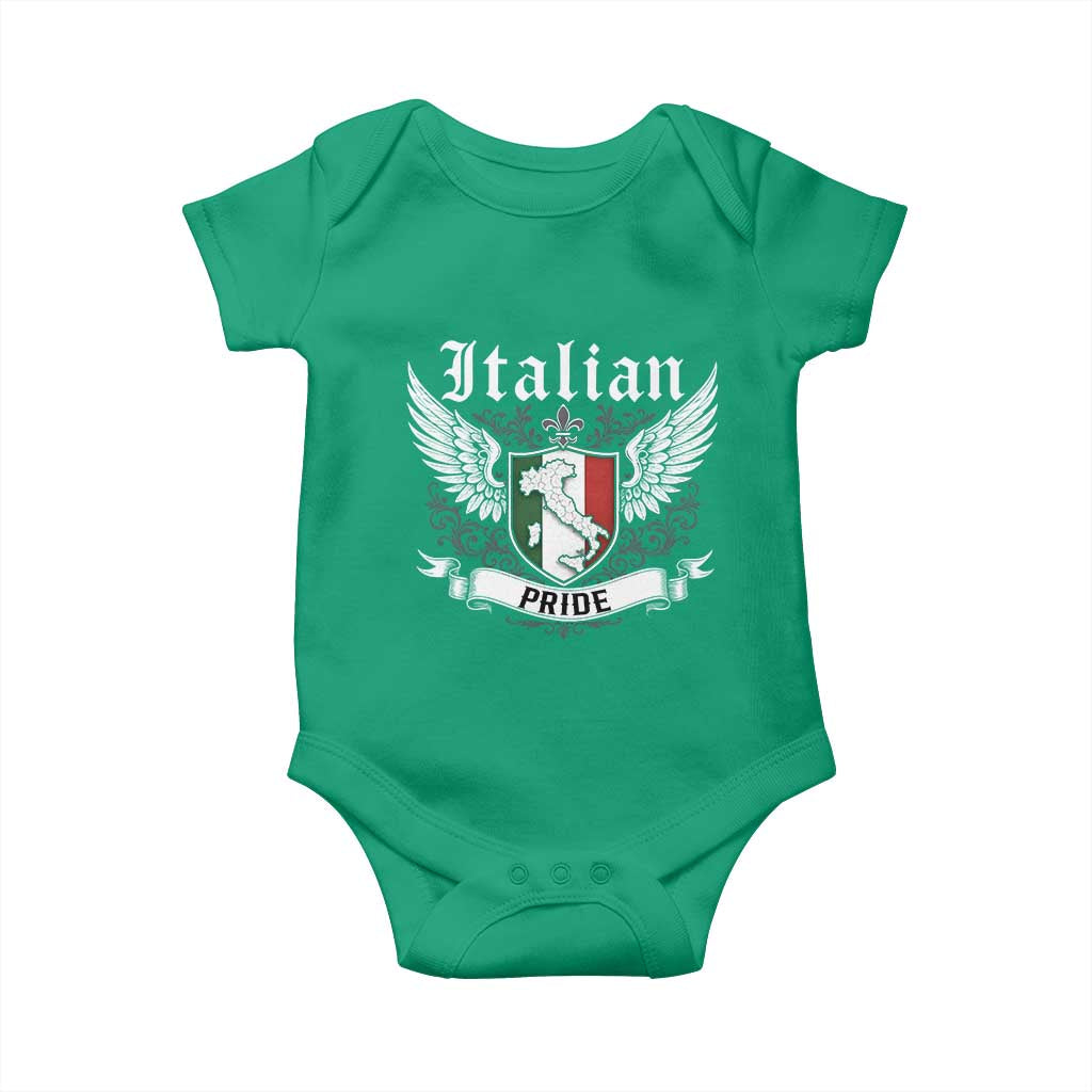 Italian Pride Baby Onesie Vintage Patriotic Italy Map TS11 Irish Green Print Your Wear