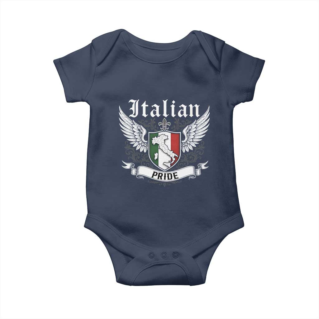Italian Pride Baby Onesie Vintage Patriotic Italy Map TS11 Navy Print Your Wear