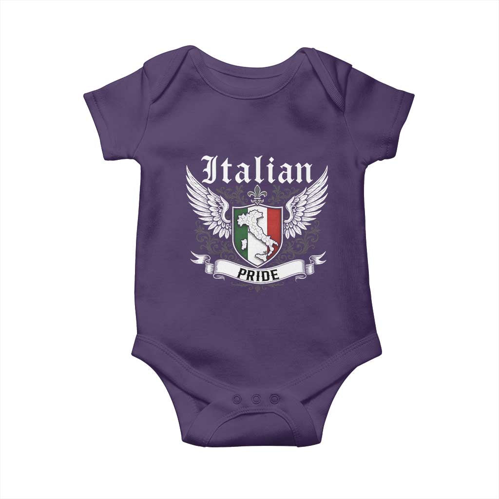 Italian Pride Baby Onesie Vintage Patriotic Italy Map TS11 Purple Print Your Wear