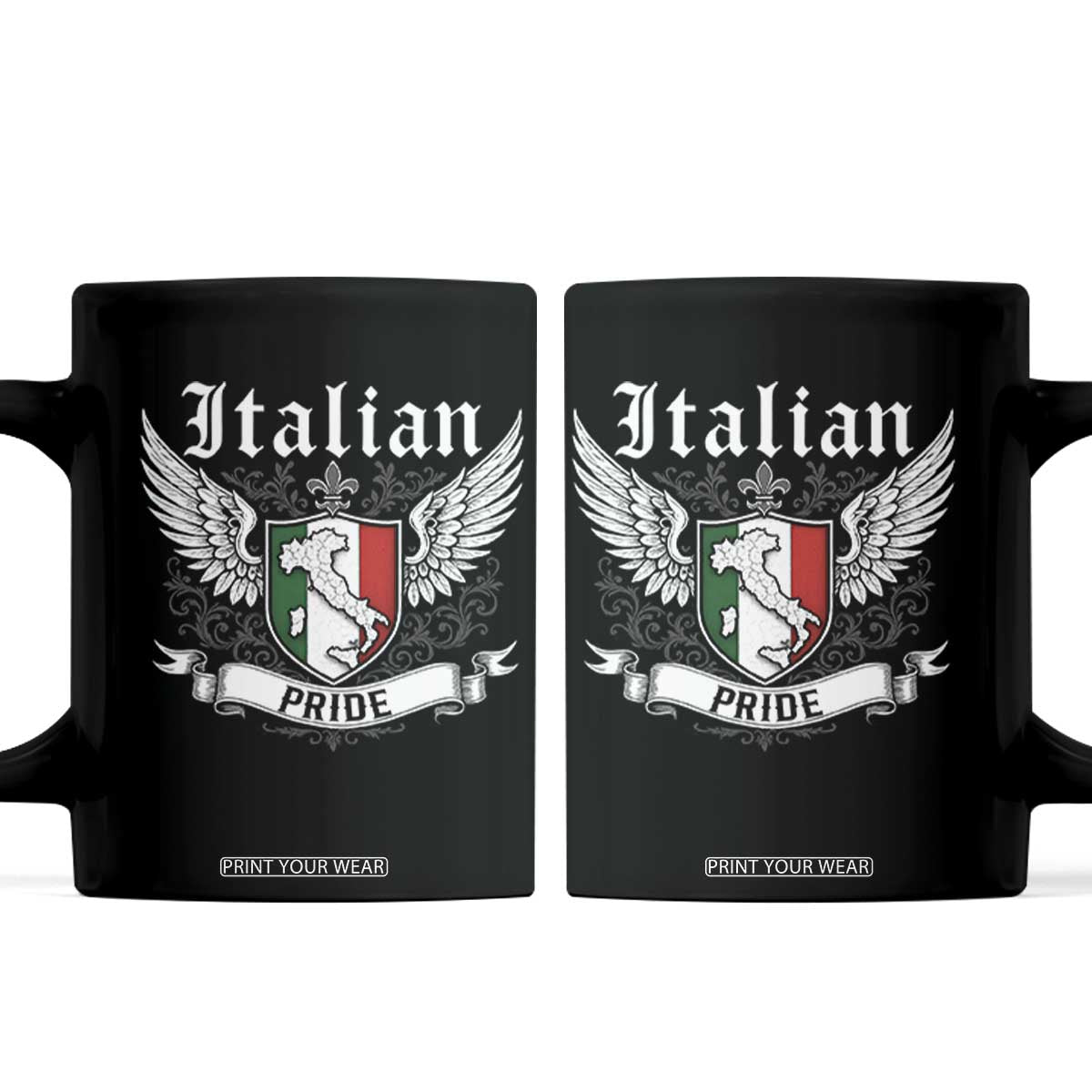 Italian Pride Coffee Mug Vintage Patriotic Italy Map TS11 Black Print Your Wear