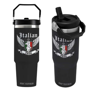 Italian Pride Flip Straw Tumbler Vintage Patriotic Italy Map TS11 One Size: 30 oz Black Print Your Wear