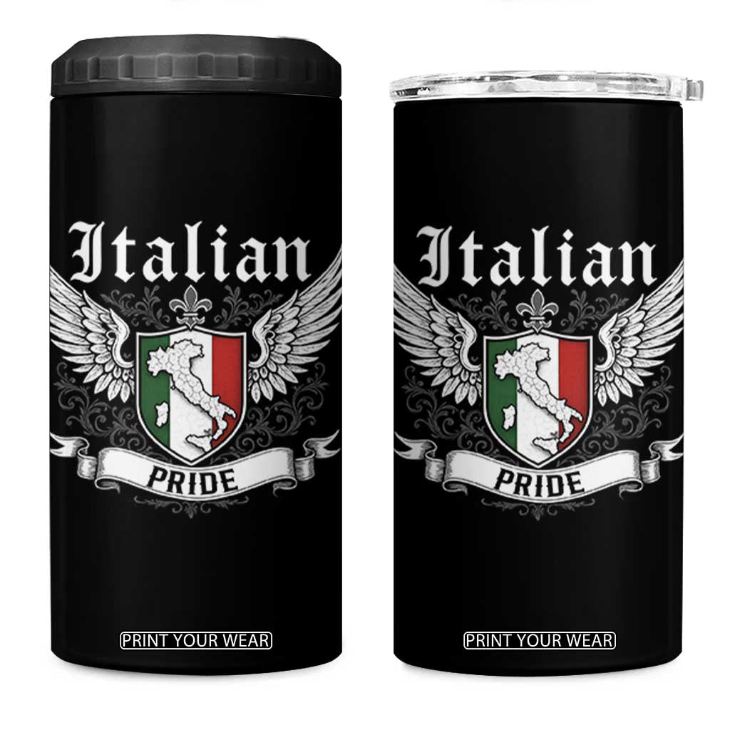 Italian Pride 4 in 1 Can Cooler Tumbler Vintage Patriotic Italy Map TS11 One Size: 16 oz Black Print Your Wear