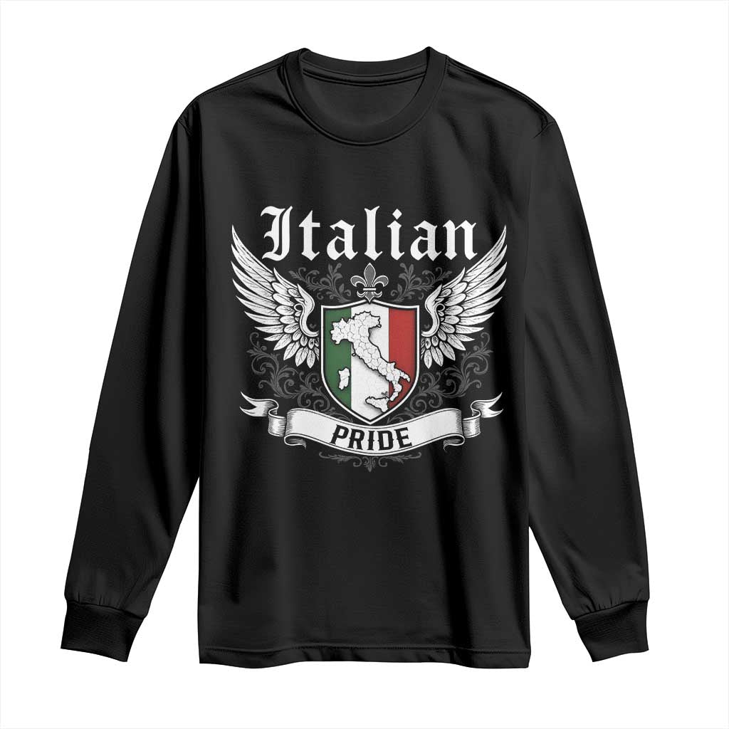 Italian Pride Long Sleeve Shirt Vintage Patriotic Italy Map TS11 Black Print Your Wear