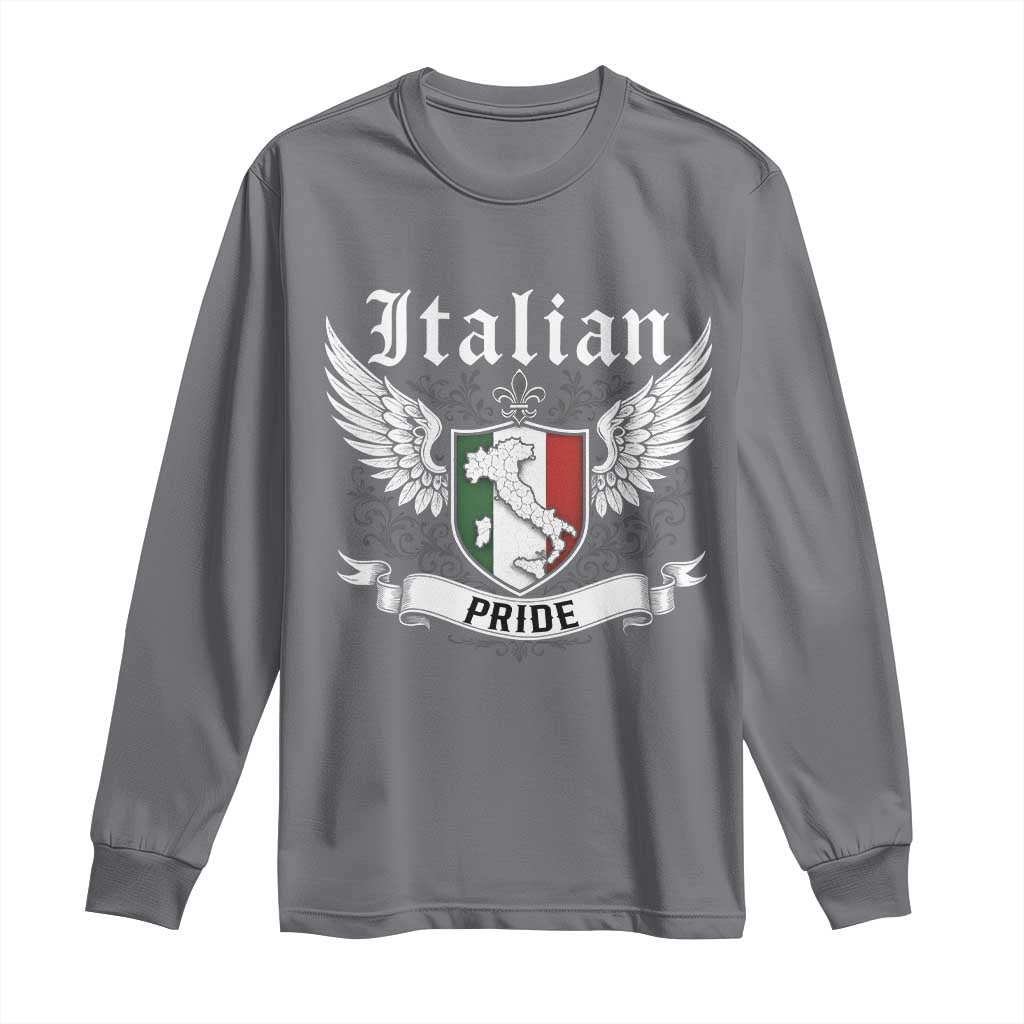 Italian Pride Long Sleeve Shirt Vintage Patriotic Italy Map TS11 Charcoal Print Your Wear