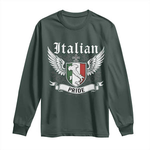 Italian Pride Long Sleeve Shirt Vintage Patriotic Italy Map TS11 Dark Forest Green Print Your Wear