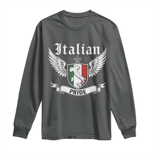 Italian Pride Long Sleeve Shirt Vintage Patriotic Italy Map TS11 Dark Heather Print Your Wear