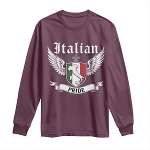 Italian Pride Long Sleeve Shirt Vintage Patriotic Italy Map TS11 Maroon Print Your Wear