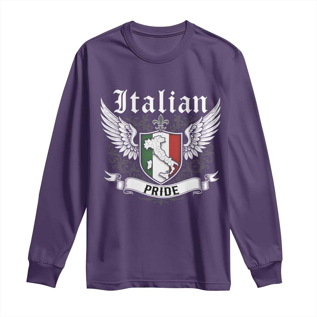 Italian Pride Long Sleeve Shirt Vintage Patriotic Italy Map TS11 Purple Print Your Wear