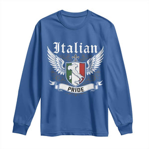 Italian Pride Long Sleeve Shirt Vintage Patriotic Italy Map TS11 Royal Blue Print Your Wear