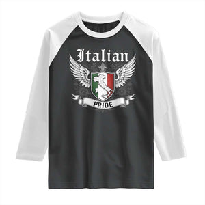 Italian Pride Raglan Shirt Vintage Patriotic Italy Map TS11 Black White Print Your Wear