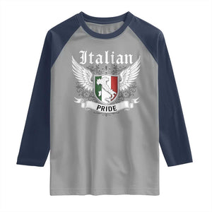 Italian Pride Raglan Shirt Vintage Patriotic Italy Map TS11 Sport Gray Navy Print Your Wear