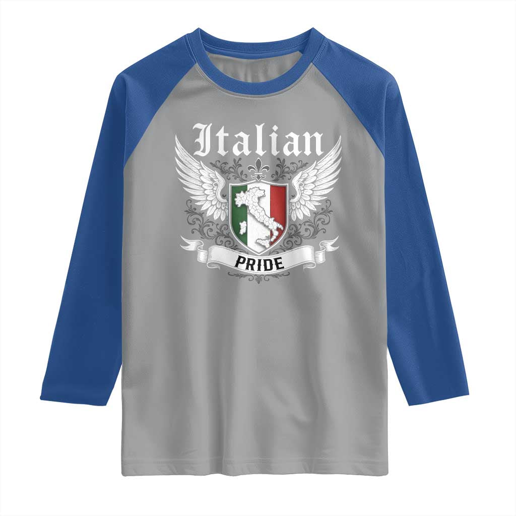 Italian Pride Raglan Shirt Vintage Patriotic Italy Map TS11 Sport Gray Royal Print Your Wear