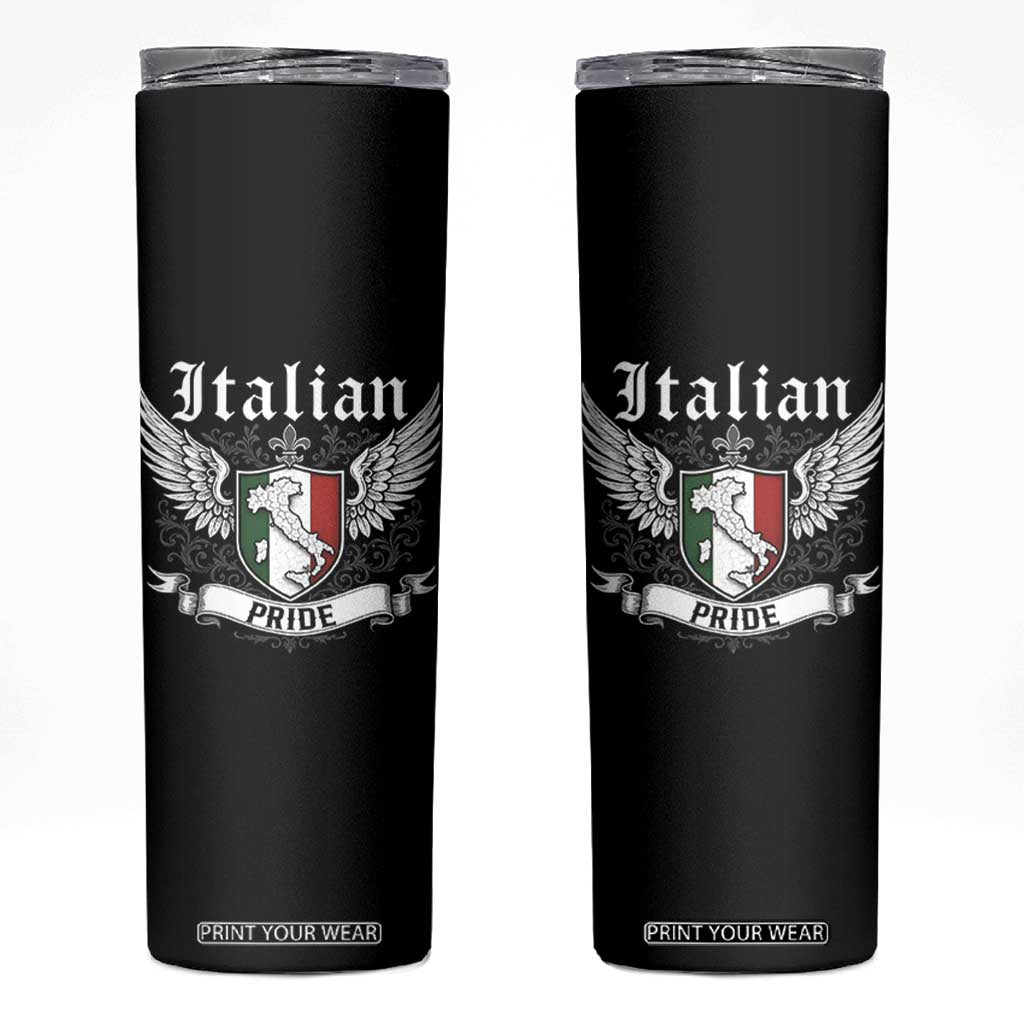 Italian Pride Skinny Tumbler Vintage Patriotic Italy Map TS11 Black Print Your Wear