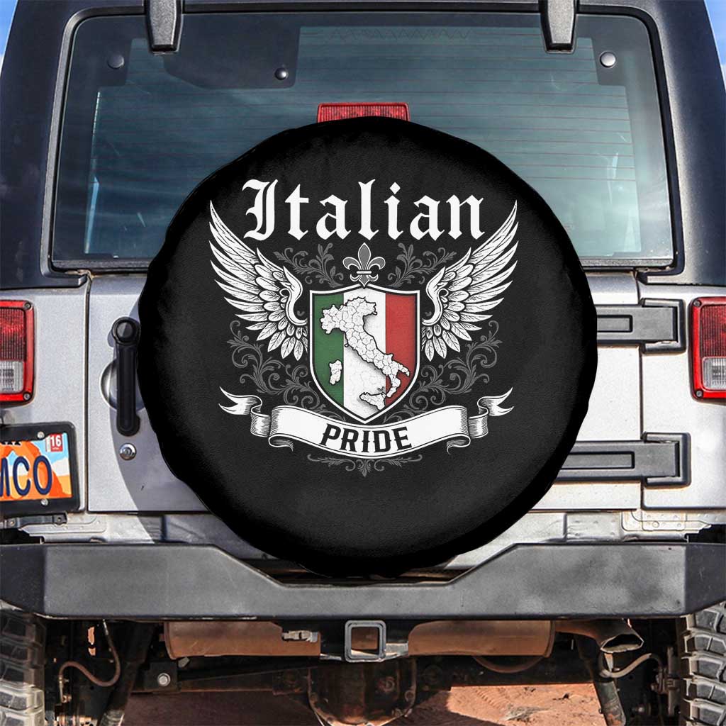 Italian Pride Spare Tire Cover Vintage Patriotic Italy Map TS11 No hole Black Print Your Wear