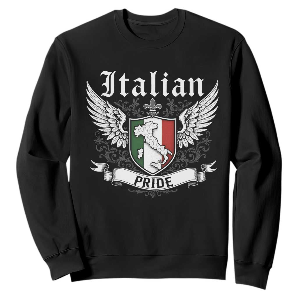 Italian Pride Sweatshirt Vintage Patriotic Italy Map TS11 Black Print Your Wear