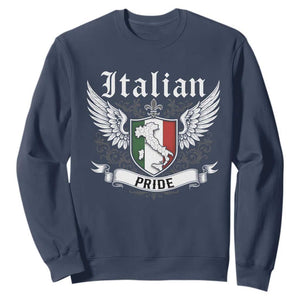 Italian Pride Sweatshirt Vintage Patriotic Italy Map TS11 Navy Print Your Wear