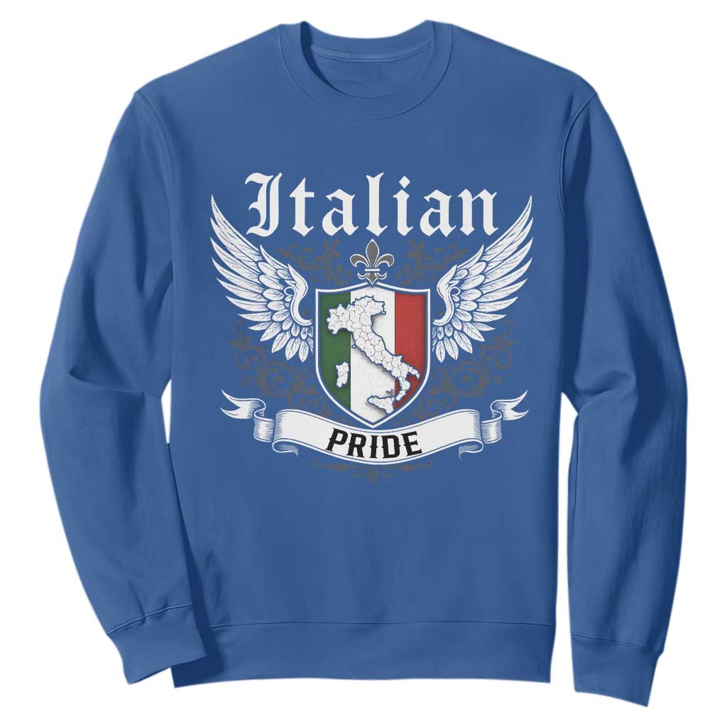 Italian Pride Sweatshirt Vintage Patriotic Italy Map TS11 Royal Blue Print Your Wear