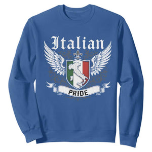 Italian Pride Sweatshirt Vintage Patriotic Italy Map TS11 Royal Blue Print Your Wear