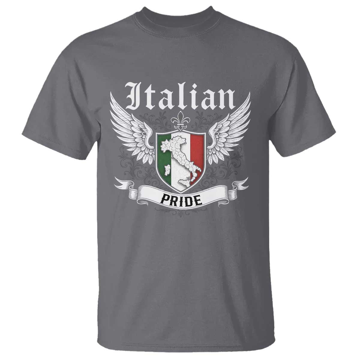 Italian Pride T Shirt Vintage Patriotic Italy Map TS11 Charcoal Print Your Wear