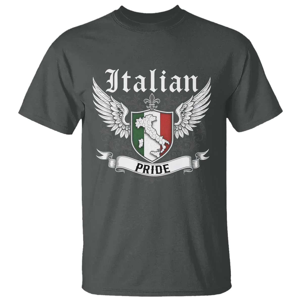 Italian Pride T Shirt Vintage Patriotic Italy Map TS11 Dark Heather Print Your Wear