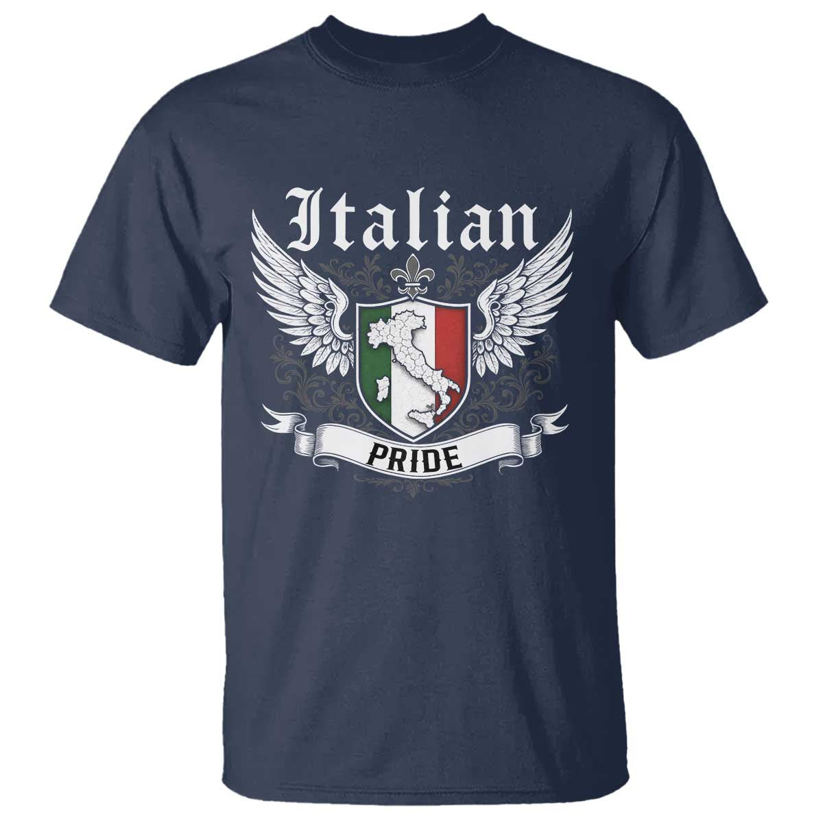 Italian Pride T Shirt Vintage Patriotic Italy Map TS11 Navy Print Your Wear