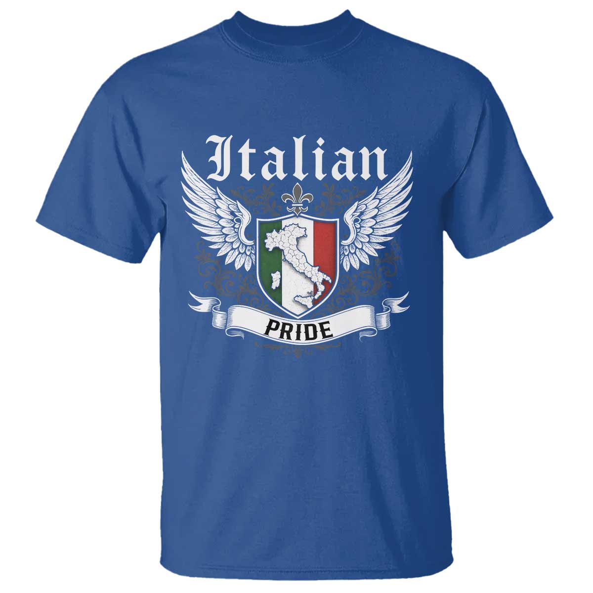 Italian Pride T Shirt Vintage Patriotic Italy Map TS11 Royal Blue Print Your Wear