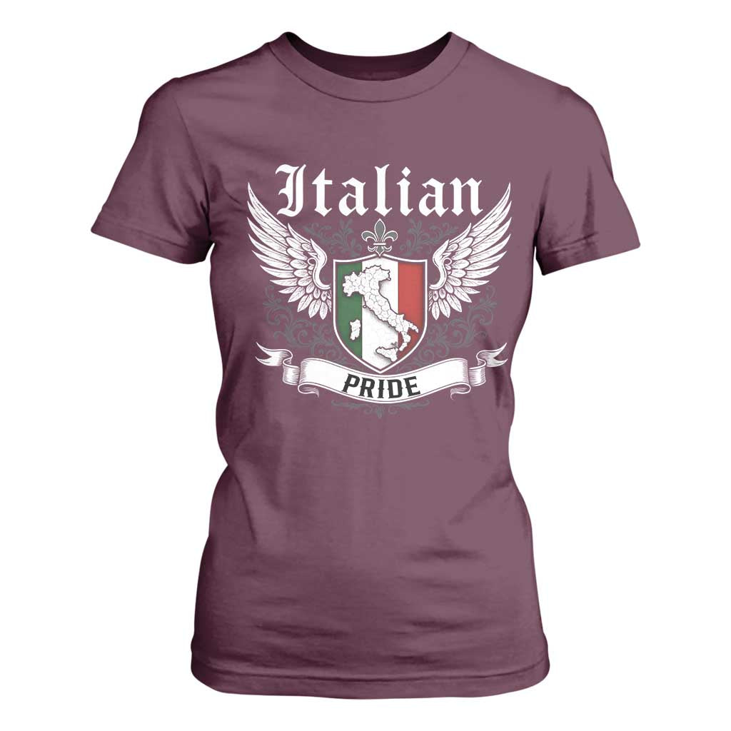 Italian Pride T Shirt For Women Vintage Patriotic Italy Map TS11 Maroon Print Your Wear