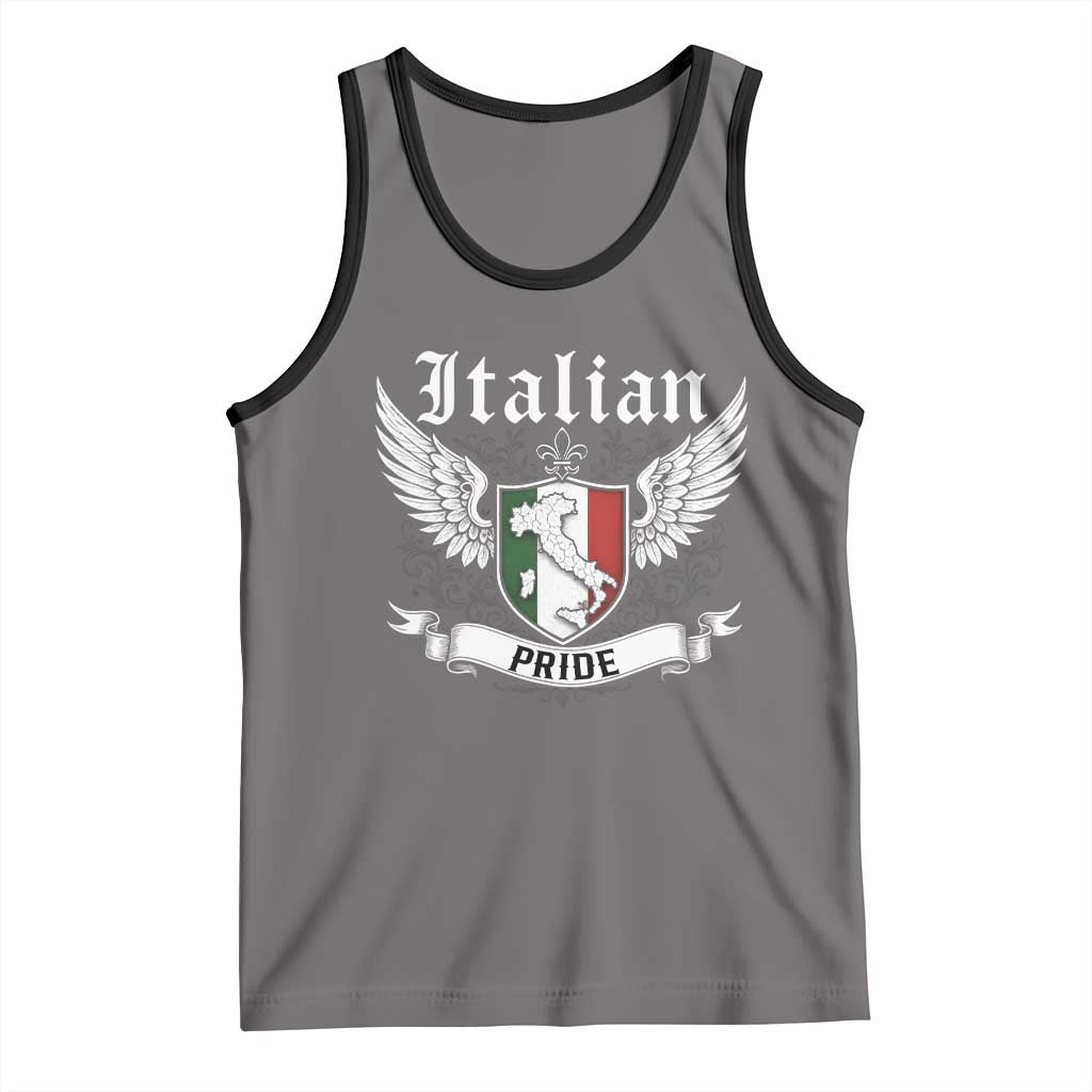 Italian Pride Tank Top Vintage Patriotic Italy Map TS11 Deep Heather Black Print Your Wear