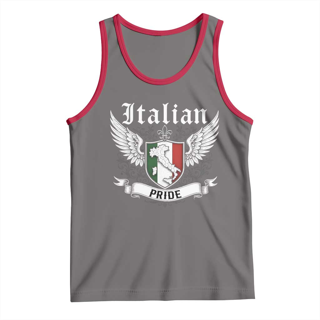 Italian Pride Tank Top Vintage Patriotic Italy Map TS11 Deep Heather Red Print Your Wear