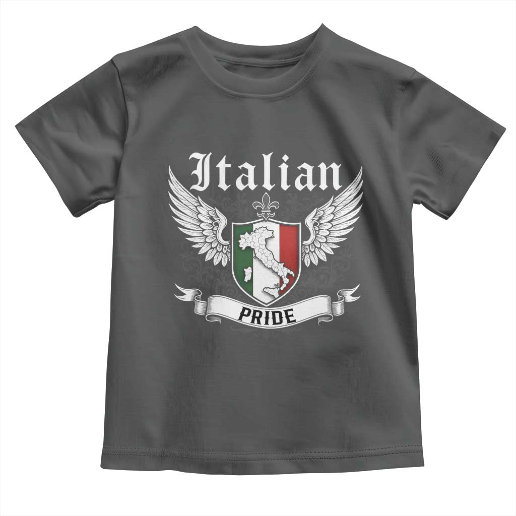 Italian Pride Toddler T Shirt Vintage Patriotic Italy Map TS11 Dark Heather Print Your Wear
