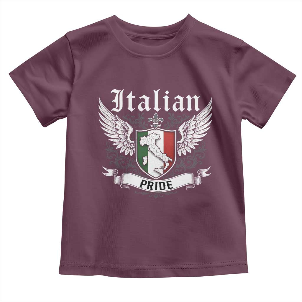 Italian Pride Toddler T Shirt Vintage Patriotic Italy Map TS11 Maroon Print Your Wear