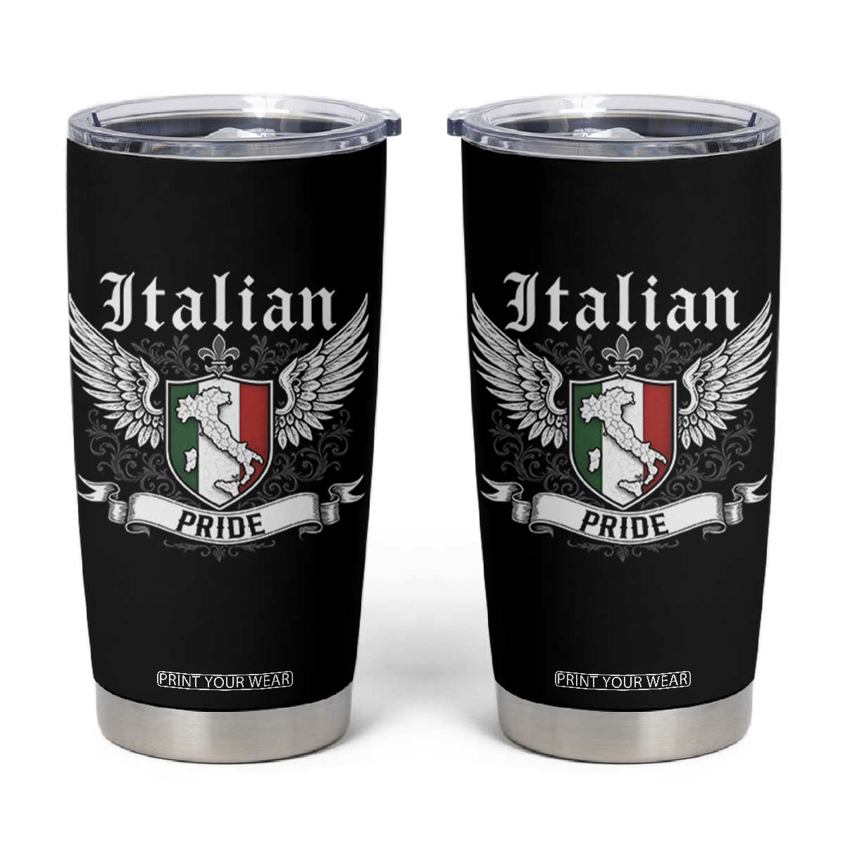 Italian Pride Tumbler Cup Vintage Patriotic Italy Map TS11 Black Print Your Wear